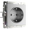 W1171165 Розетка с заземлением и шторками (серебряный матовый) Werkel a063613