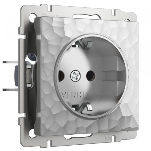 W1271106 Розетка с заземлением и шторками (серебряный) Hammer Werkel a052076