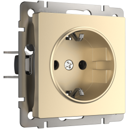 W1171111 Розетка с заземлением и шторками (шампань) Antik Werkel a050858
