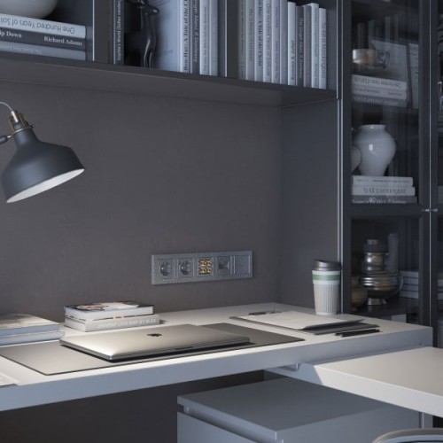 W1271006 Розетка с заземлением (серебряный) Hammer Werkel a052073