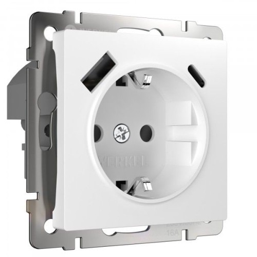 W1171701 Розетка с быстрой зарядкой USB Type A+С белая Werkel a056272