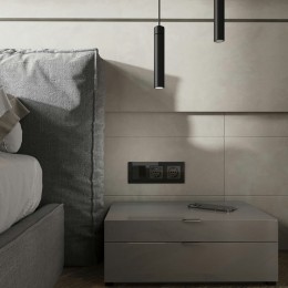 W1171748 Розетка с заземлением, шторками и USB тип A+C (черный акрил) Werkel a064044