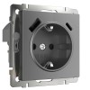 W1171764 Розетка с заземлением, шторками и USB тип A+C (графит матовый) Werkel a063106