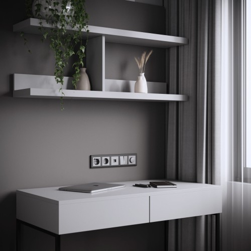 W1171765 Розетка с заземлением, шторками и USB тип A+C (серебряный матовый) Werkel a063618