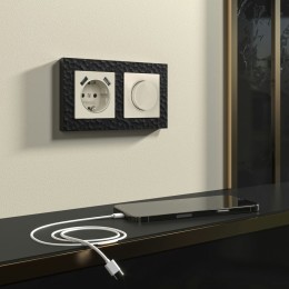 W1171562 Розетка с заземлением, шторками и USBх2 (айвори матовый) Werkel a062426