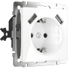 W1171501 Розетка с заземлением, шторками и USBх2 (белая) Antik Werkel a051141