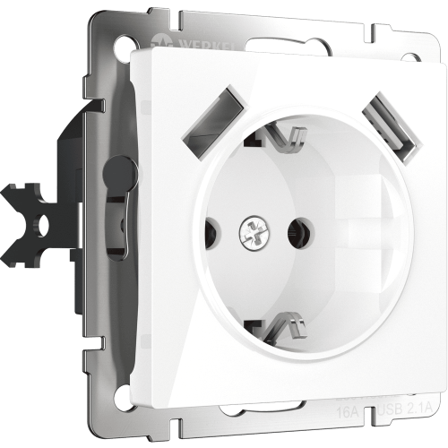 W1171501 Розетка с заземлением, шторками и USBх2 (белая) Antik Werkel a051141