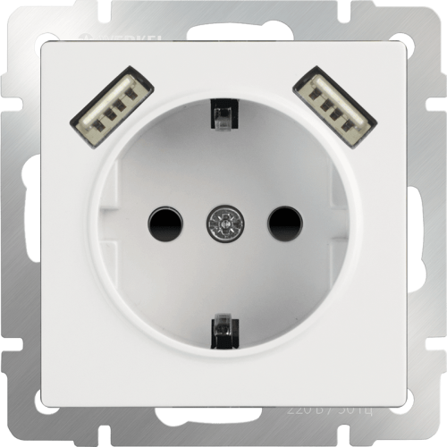 W1171501 Розетка с заземлением, шторками и USBх2 (белая) Antik Werkel a051141