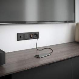 W1181308 Розетка ТВ+Ethernet RJ-45 6 cat. (черный матовый) Werkel a056112