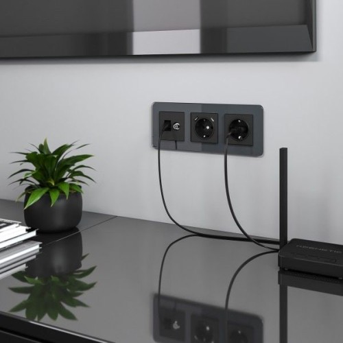 W1181308 Розетка ТВ+Ethernet RJ-45 6 cat. (черный матовый) Werkel a056112