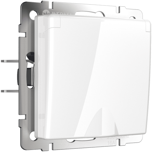 W1171201 Розетка влагозащ. с зазем. с защит. крышкой и шторками (белая) Antik Werkel a051120