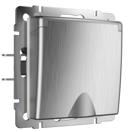 W1171209 Розетка влагозащ. с зазем. с защит. крышкой и шторками (cеребряный рифленый) Antik Werkel a051366