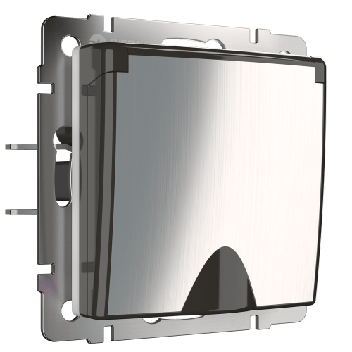 W1171202 Розетка влагозащ. с зазем. с защит. крышкой и шторками (глянцевый никель) Antik Werkel a051089