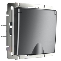 W1171264 Розетка влагозащ. с зазем. с защит. крышкой и шторками (графит матовый) Werkel a063105