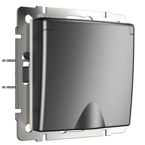 W1171264 Розетка влагозащ. с зазем. с защит. крышкой и шторками (графит матовый) Werkel a063105
