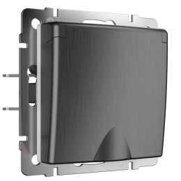 W1171204 Розетка влагозащ. с зазем. с защит. крышкой и шторками (графит рифленый) Antik Werkel a050754
