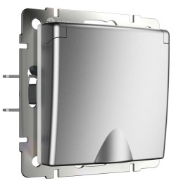 W1171265 Розетка влагозащ. с зазем. с защит. крышкой и шторками (серебряный матовый) Werkel a063614