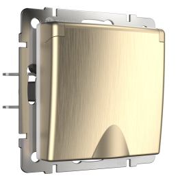W1171210 Розетка влагозащ. с зазем. с защит. крышкой и шторками (шампань рифленый) Antik Werkel a051416