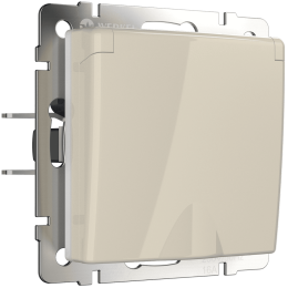 W1171203 Розетка влагозащ. с зазем. с защит. крышкой и шторками  (слоновая кость) Antik Werkel a051491