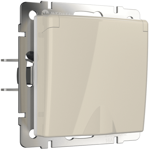 W1171203 Розетка влагозащ. с зазем. с защит. крышкой и шторками  (слоновая кость) Antik Werkel a051491