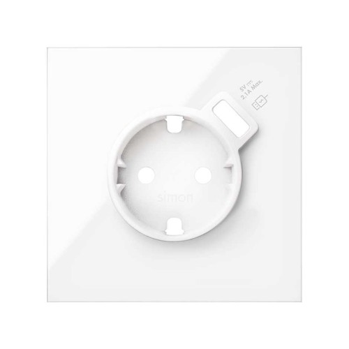 Кит на 1 пост, фронт: накладка на 1 розетку Schuko с з/у USB SC белый глянец Simon 100, 10020109-130