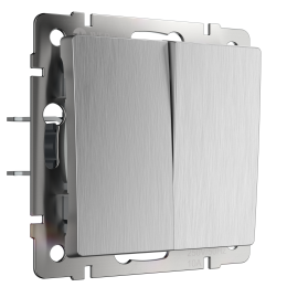 W1120009 Выключатель  двухклавишный  (cеребряный рифленый) Antik Werkel a051355