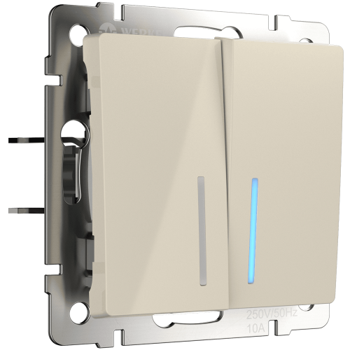 W1122103 Выключатель двухклавишный проходной c  с подсветкой (слоновая кость) Antik Werkel a051477