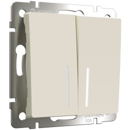 W1122162 Выключатель двухклавишный проходной с подсветкой (айвори матовый) Werkel a062421