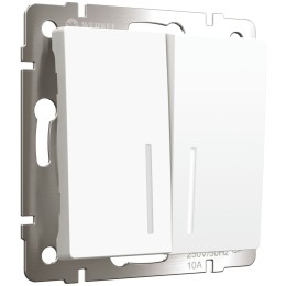 W1122161 Выключатель двухклавишный проходной с подсветкой (белый матовый) Werkel a062402