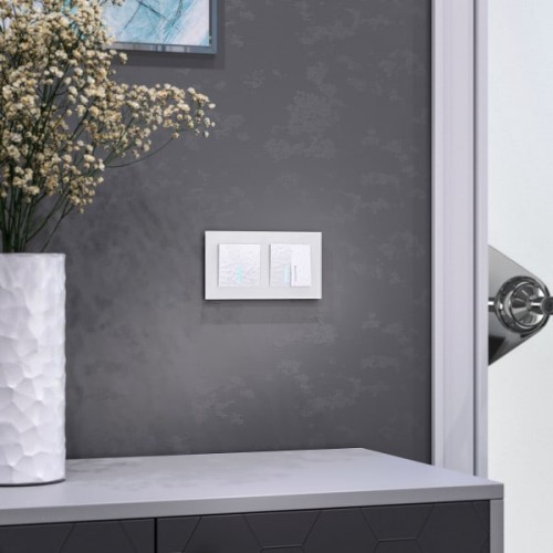 W1222101 Выключатель двухклавишный проходной с подсветкой (белый) Hammer Werkel a052033