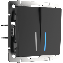 W1122108 Выключатель двухклавишный проходной с подсветкой (черный матовый) Antik Werkel a051598