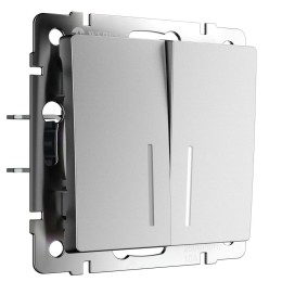 W1122165 Выключатель двухклавишный проходной с подсветкой (серебряный матовый) Werkel a063616