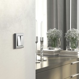 W1122165 Выключатель двухклавишный проходной с подсветкой (серебряный матовый) Werkel a063616