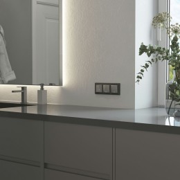 W1122165 Выключатель двухклавишный проходной с подсветкой (серебряный матовый) Werkel a063616