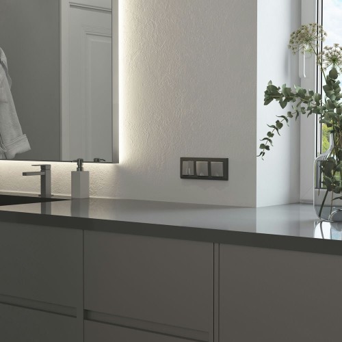 W1122165 Выключатель двухклавишный проходной с подсветкой (серебряный матовый) Werkel a063616