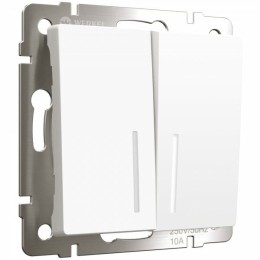 W1120161 Выключатель двухклавишный с подсветкой (белый матовый) Antik Werkel a059273