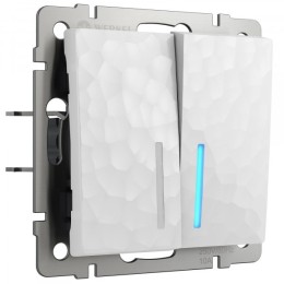 W1220101 Выключатель двухклавишный с подсветкой (белый) Hammer Werkel a052034