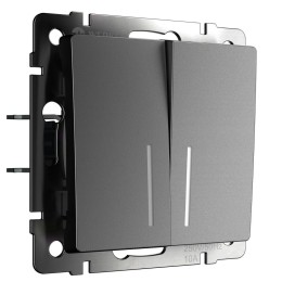 W1120164 Выключатель двухклавишный с подсветкой (графит матовый) Werkel a063099