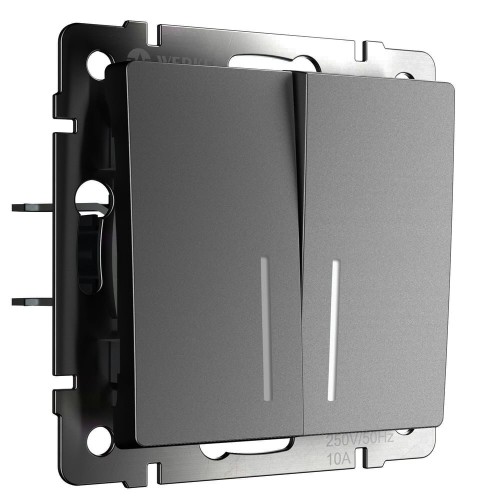 W1120164 Выключатель двухклавишный с подсветкой (графит матовый) Werkel a063099