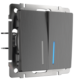 W1120104 Выключатель двухклавишный с подсветкой (графит рифленый) Antik Werkel a050747