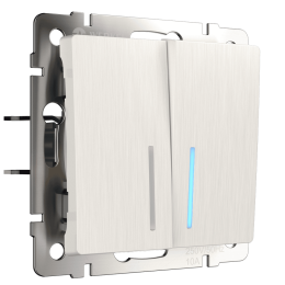 W1120113 Выключатель двухклавишный с подсветкой (перламутровый рифленый) Antik Werkel a051186