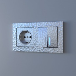 W1220106 Выключатель двухклавишный с подсветкой (серебряный) Hammer Werkel a052087