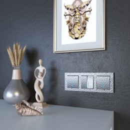 W1220106 Выключатель двухклавишный с подсветкой (серебряный) Hammer Werkel a052087