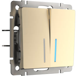W1120111 Выключатель двухклавишный с подсветкой (шампань) Antik Werkel a050859