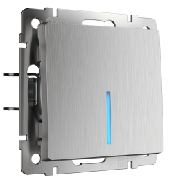 W1112109 Выключатель одноклавишный проходной с подсветкой (cеребряный рифленый) Antik Werkel a051361