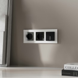 W1112148 Выключатель одноклавишный проходной с подсветкой (черный акрил) Werkel a064036