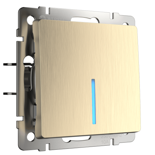 W1112110 Выключатель одноклавишный проходной с подсветкой (шампань рифленый) Antik Werkel a051412