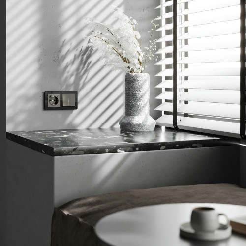 W1110144 Выключатель одноклавишный с подсветкой (графит акрил) Werkel a064077