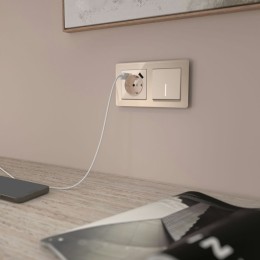 W1112143 Выключатель одноклавишный проходной с подсветкой (айвори акрил) Werkel a064055