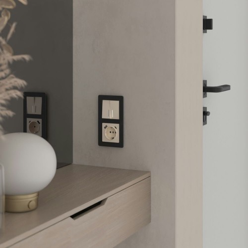 W1122143 Выключатель двухклавишный проходной с подсветкой (айвори акрил) Werkel a064059